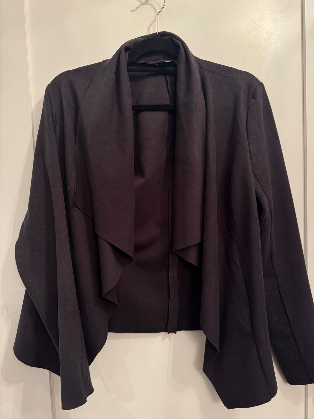 Lord & Taylor Black Draped Open-Front Blazer Wrap Cardigan Jacket